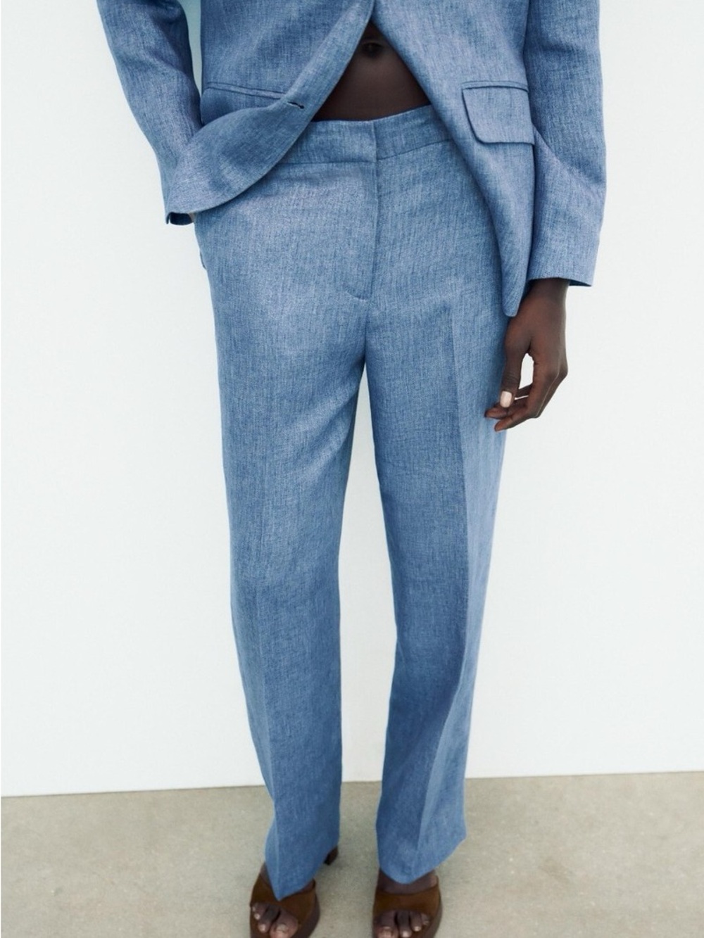 Zara Women's Straight Trousers in Light Blue